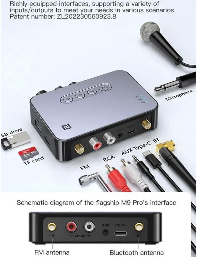 Alt view image 4 of 7 - KEHIPI 4-in-1 Bluetooth 5.1 Transmitter Receiver for TV Wireless Bluetooth Adapter with Optical AUX RCA 6.5 Mic Connection, Low Latency NFC Audio Adapter with FM Radio Simultaneously for Home PartyKTV