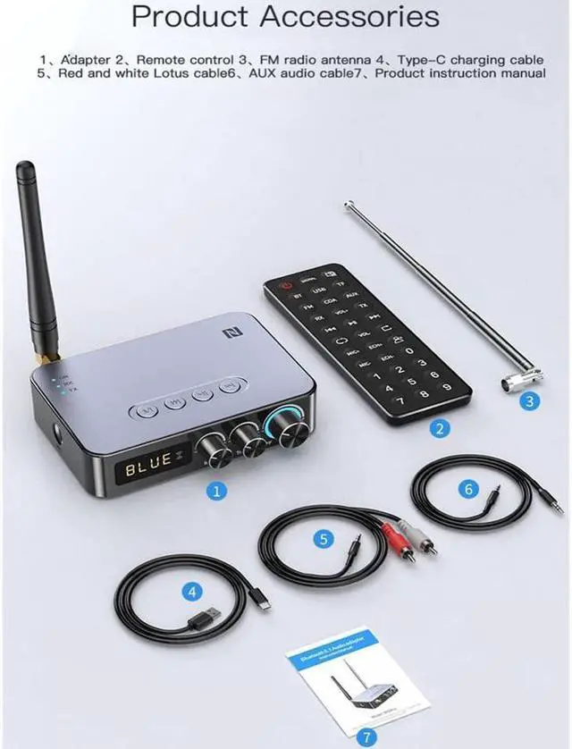 Alt view image 3 of 7 - KEHIPI 4-in-1 Bluetooth 5.1 Transmitter Receiver for TV Wireless Bluetooth Adapter with Optical AUX RCA 6.5 Mic Connection, Low Latency NFC Audio Adapter with FM Radio Simultaneously for Home PartyKTV