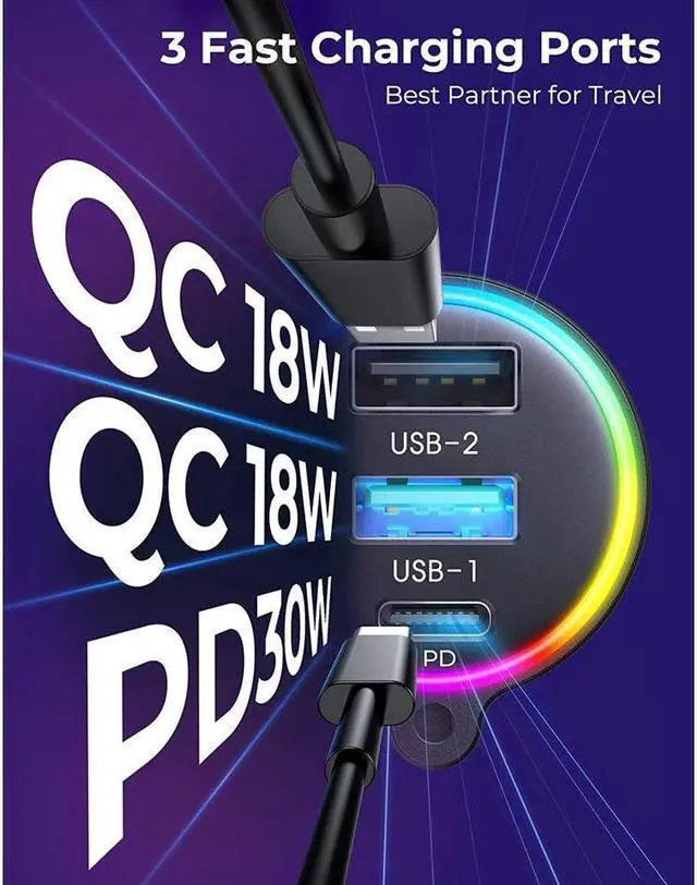 Alt view image 6 of 7 - KEHIPI Bluetooth 5.3 FM/AUX Bluetooth Car Adapter,[Air Vent Installation & Bass Boost] 3 Ports PD & QC 3.0 FM Transmitter for Car, Radio Bluetooth Receiver for Car HD Calling and Enjoy Music