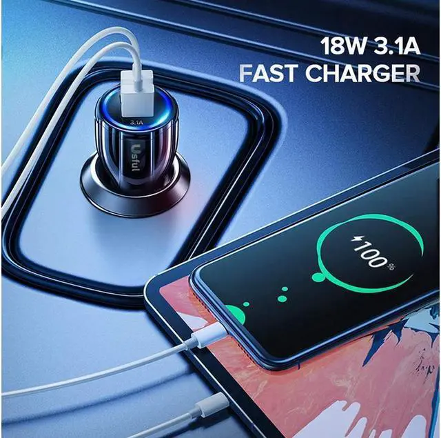 Alt view image 4 of 5 - KEHIPI Fast Charge USB Car Charger, Dual Port USB 3.0 Mini Car Phone Charger, 30W/ 5A Fast Charging Cigarette Lighter Adapter,Compatiible with iPhone, Samsung and Android phones White