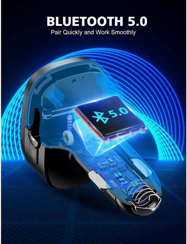 Alt view image 5 of 7 - KEHIPI Bluetooth FM Transmitter for Car Bluetooth 5.0, QC3.0 & PD 18W USB C Car Charger, 9 RGB Backlit Car Bluetooth Receivers, Bluetooth Car Adapter Support Handsfree Calls, Siri Assistant, USB Drive