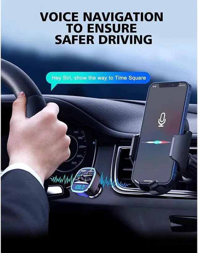 Alt view image 7 of 7 - KEHIPI Bluetooth V5.0 FM Transmitter for Car, Type-C PD 20W Quick Charging Bluetooth Car Adapter with Hands-Free Calling, Wireless FM Radio Receiver Music Player/Car Kit Support SD Card & USB Disk