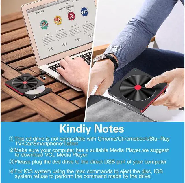 Alt view image 7 of 7 - KEHIPI External DVD CD Drive, USB 3.0 & Type-C Portable CD DVD+/-RW Burner Optical Drives CD ROM/DVD Player Reader DVD Drive External for PC Laptop Desktop Windows 11/10/8/7 Linux/MacOS
