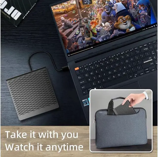 Alt view image 4 of 7 - KEHIPI External CD DVD Drive, USB 3.0 Type C External CD/DVD Burner, Portable CD ROM Optical Drive Player Reader Disk Disc with Laptop Desktop PC Windows 11/10/8/7, MacOS, Linux