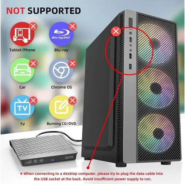 Alt view image 6 of 7 - KEHIPI External CD DVD Drive, USB 3.0 Type C External CD/DVD Burner, Portable CD ROM Optical Drive Player Reader Disk Disc with Laptop Desktop PC Windows 11/10/8/7, MacOS, Linux