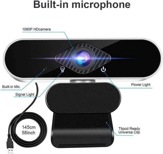 Alt view image 2 of 6 - KEHIPI Full HD 1080p Webcam, Webcam with Microphone Streaming Computer Web Cam for PC Laptop Desktop 360 Degree Rotation Computer Camera Highly Compatible with Win10/8/8.1/7/XP Linux Mac