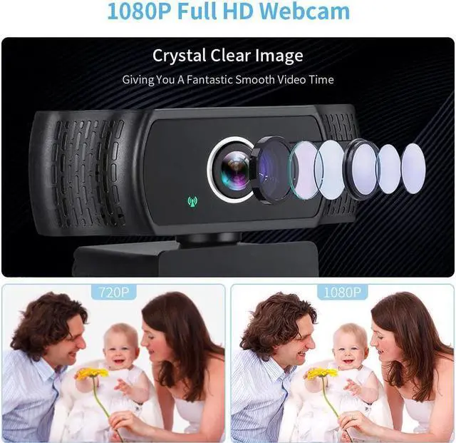 Alt view image 3 of 7 - KEHIPI Tw6 Webcam with Microphone, 1080P Full HD Computer Camera for PC with Cover, Expandable Tripod, USB Web Camera with Cover for Video Calls, Streaming, Skype, Zoom, Teleconference Gray / Black