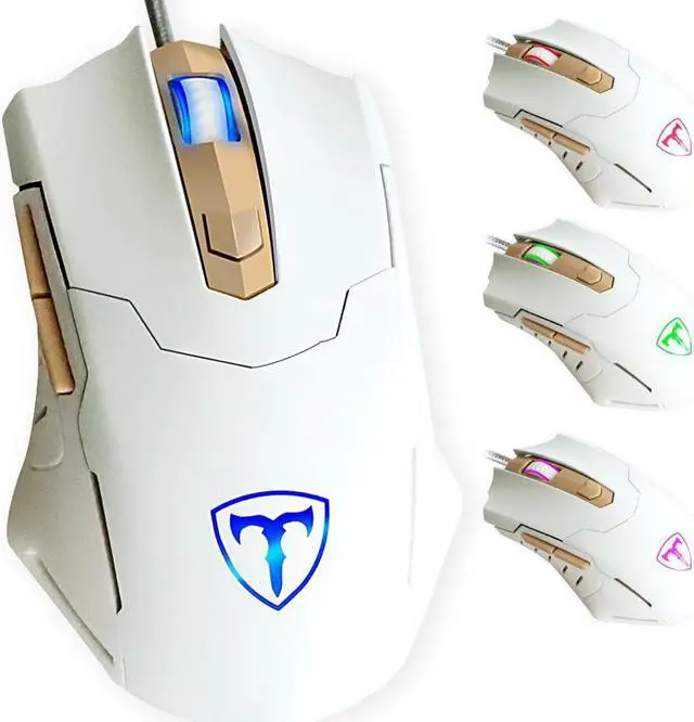 Main image of KEHIPI Gaming Mouse Wired Breathing Light Ergonomic Game USB Computer Mice Multicolor Gamer Desktop Laptop PC Gaming Mouse, 6 Buttons for Windows 7/8/10/XP Vista Linux, Black White