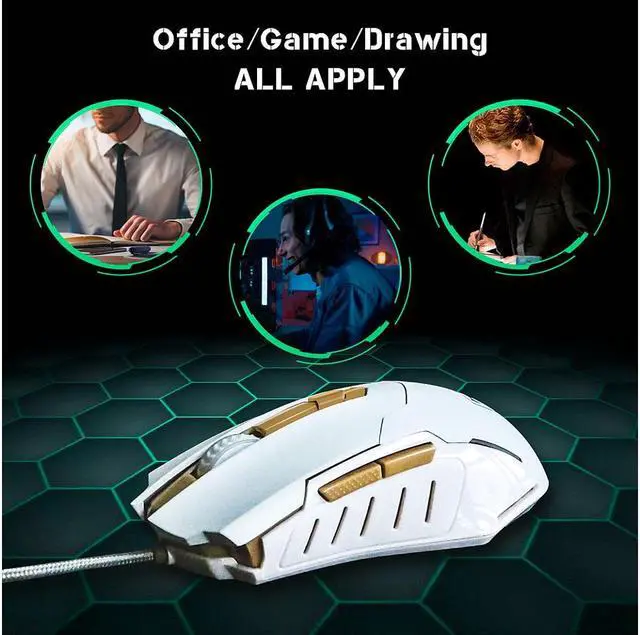 Alt view image 2 of 6 - KEHIPI Gaming Mouse Wired Breathing Light Ergonomic Game USB Computer Mice Multicolor Gamer Desktop Laptop PC Gaming Mouse, 6 Buttons for Windows 7/8/10/XP Vista Linux, Black White