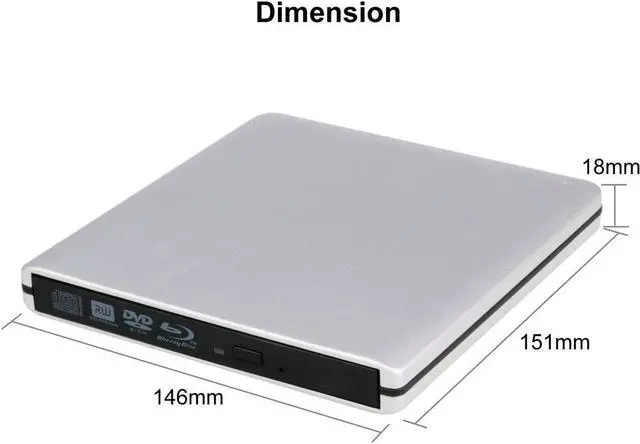 Alt view image 7 of 7 - KEHIPI External 3D Blu ray CD DVD Drive, Portable USB 3.0 and Type-C Blu-ray CD/DVD+/-RW Burner Player Writer Reader Rewriter for PC Netbook Laptop Desktop with Mac OS Windows XP/7/8/10 Silver