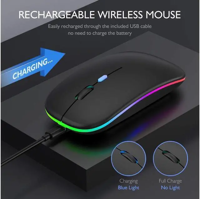 Alt view image 2 of 7 - KEHIPI LED Bluetooth Wireless Mouse,Bluetooth Mouse for MacBook Pro,Bluetooth Mice for MacBook Air,Rechargeable Wireless Mouse for MacBook, Laptop, Mac,ipad,ipad Pro (Black)