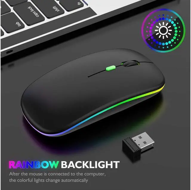 Alt view image 3 of 7 - KEHIPI LED Bluetooth Wireless Mouse,Bluetooth Mouse for MacBook Pro,Bluetooth Mice for MacBook Air,Rechargeable Wireless Mouse for MacBook, Laptop, Mac,ipad,ipad Pro (Black)