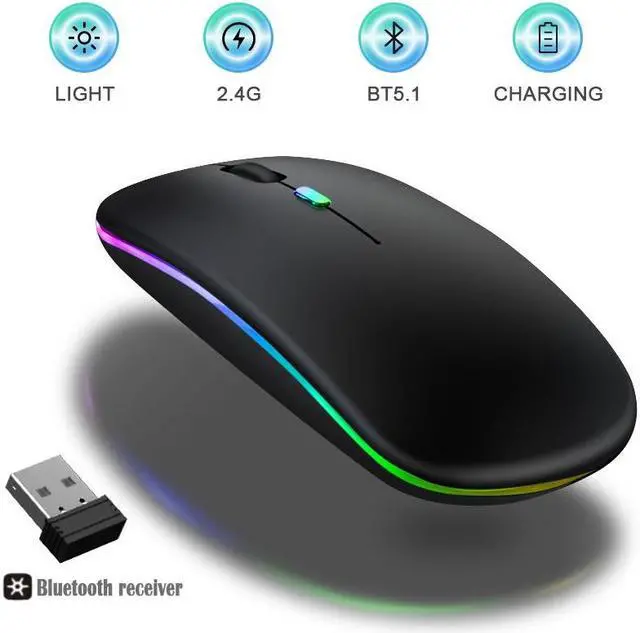 Main image of KEHIPI LED Bluetooth Wireless Mouse,Bluetooth Mouse for MacBook Pro,Bluetooth Mice for MacBook Air,Rechargeable Wireless Mouse for MacBook, Laptop, Mac,ipad,ipad Pro (Black)