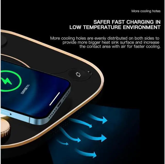 Alt view image 6 of 7 - KEHIPI 4 in 1 LED Desk Lamp with Wireless Charging Station for Multiple Devices Qi Wireless Certified Compatible with iPhone 13/12, 13/12 Pro, 13/12 Pro Max, iWatch, Airpods 2/Pro with LED Light White