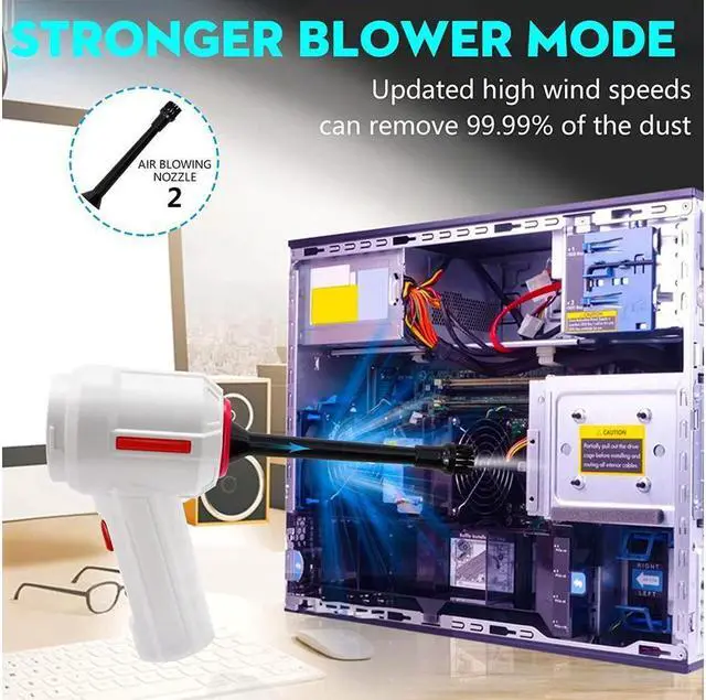 Alt view image 6 of 6 - KEHIPI Compressed Air Duster & Mini Vacuum Keyboard Cleaner 3-in-1, New Generation Canned Air Spray, Portable Electric Air Can, Cordless Blower Computer Cleaning Kit White