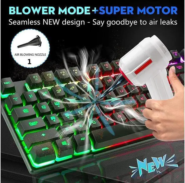 Alt view image 2 of 6 - KEHIPI Compressed Air Duster & Mini Vacuum Keyboard Cleaner 3-in-1, New Generation Canned Air Spray, Portable Electric Air Can, Cordless Blower Computer Cleaning Kit White