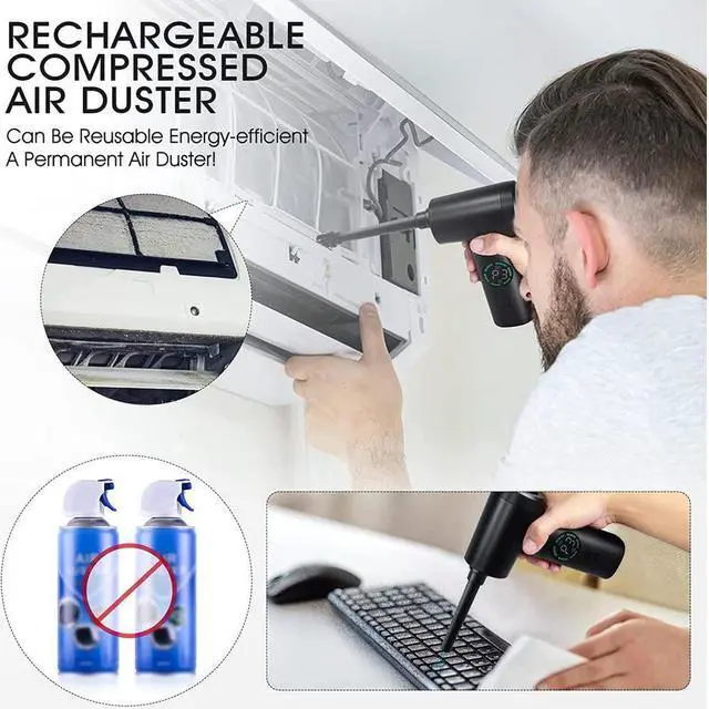 Alt view image 4 of 7 - KEHIPI Compressed Air Duster,110000 RPM Keyboard Cleaner for Office,3 Adjustable Speed Electric Air Duster, Good Replacement for Compressed Air Can, 6000 mAh Rechargeable Electric Duster for  Cleaning