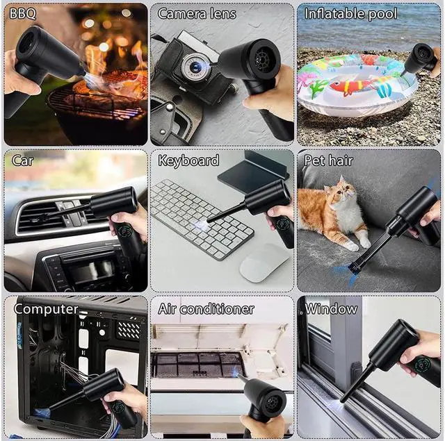 Alt view image 5 of 7 - KEHIPI Compressed Air Duster,110000 RPM Keyboard Cleaner for Office,3 Adjustable Speed Electric Air Duster, Good Replacement for Compressed Air Can, 6000 mAh Rechargeable Electric Duster for  Cleaning