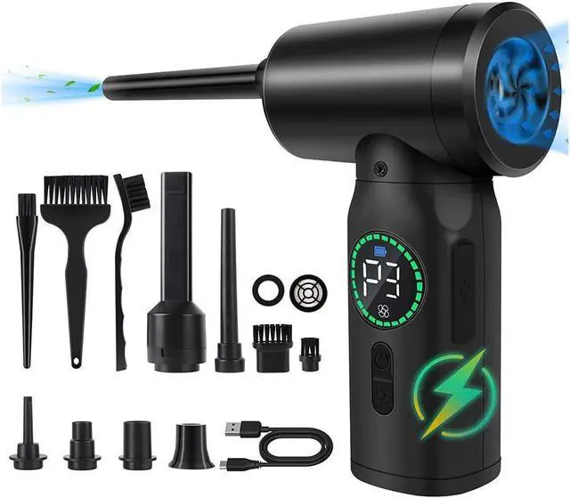 Main image of KEHIPI Compressed Air Duster,110000 RPM Keyboard Cleaner for Office,3 Adjustable Speed Electric Air Duster, Good Replacement for Compressed Air Can, 6000 mAh Rechargeable Electric Duster for  Cleaning