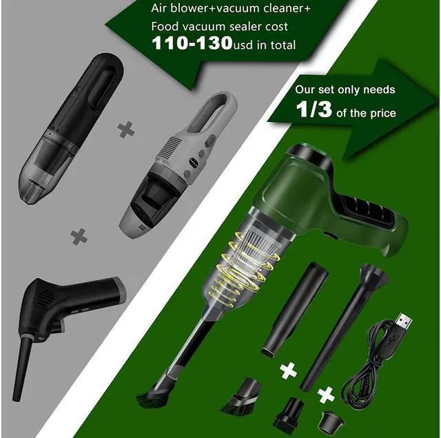 Alt view image 4 of 6 - KEHIPI Compressed Air Duster, Keyboard Cleaner, 3-in-1 Mini Vacuum, 36000 RPM Electric Canned Air Kit,Cordless Air Can for Computer Desk Electronics Dust Cleaning, Air Blower with Rechargeable Battery