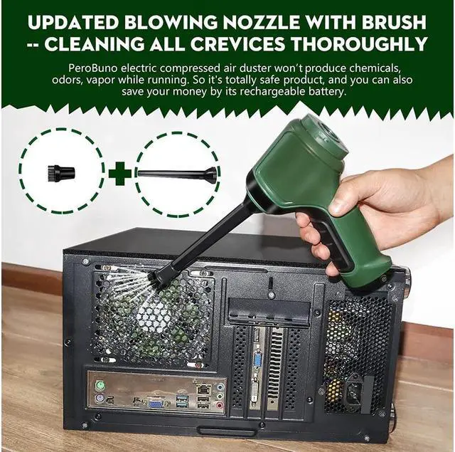 Alt view image 5 of 6 - KEHIPI Compressed Air Duster, Keyboard Cleaner, 3-in-1 Mini Vacuum, 36000 RPM Electric Canned Air Kit,Cordless Air Can for Computer Desk Electronics Dust Cleaning, Air Blower with Rechargeable Battery