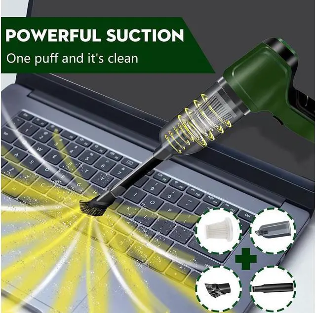 Alt view image 3 of 6 - KEHIPI Compressed Air Duster, Keyboard Cleaner, 3-in-1 Mini Vacuum, 36000 RPM Electric Canned Air Kit,Cordless Air Can for Computer Desk Electronics Dust Cleaning, Air Blower with Rechargeable Battery