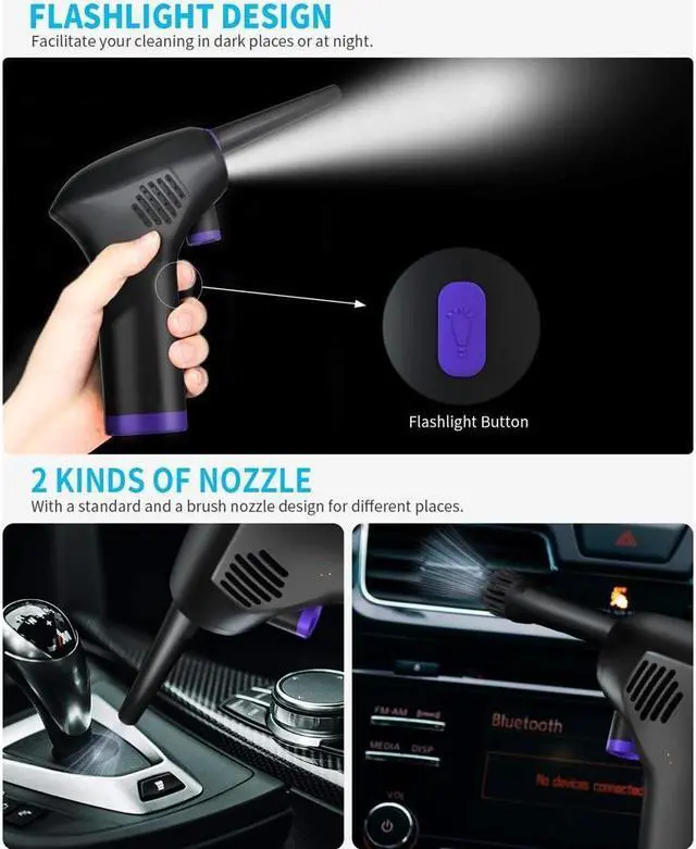 Alt view image 3 of 7 - KEHIPI Air Duster,Electric Wireless Air Duster Keyboard Clearer with 15000mAH Rechargeable Batter Powerful 36000RPM, Alternative to Compressed Air Can for Computers Cleaning, USB-C Fast Charging