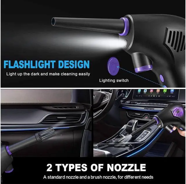 Alt view image 6 of 7 - KEHIPI Air Duster,Electric Wireless Air Duster Keyboard Clearer with 15000mAH Rechargeable Batter Powerful 36000RPM, Alternative to Compressed Air Can for Computers Cleaning, USB-C Fast Charging