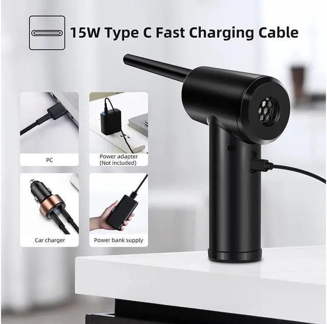 Alt view image 6 of 7 - KEHIPI Cordless Air Duster Portable Air Blower for Computer with 40000 RPM Motor Electric Compressed Air Duster for Keyboard Laptop PC Camera Cleaning, 6000mAh Battery, Type-C Fast Charging