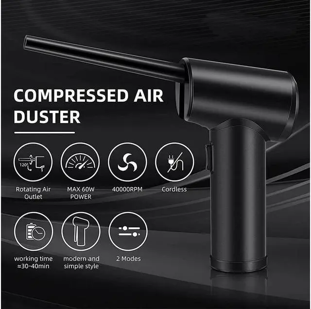 Alt view image 4 of 7 - KEHIPI Cordless Air Duster Portable Air Blower for Computer with 40000 RPM Motor Electric Compressed Air Duster for Keyboard Laptop PC Camera Cleaning, 6000mAh Battery, Type-C Fast Charging