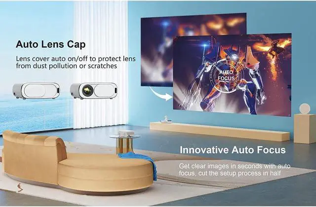 Alt view image 2 of 6 - KEHIPI Auto-Focus Projector with WiFi 6 and Bluetooth: 490 ANSI 19000L Native 1080P Outdoor Movie Projector 4k Support,Auto 6D Keystone&50% Zoom,Portable Smart Home LED Video Projector for Phone/PC