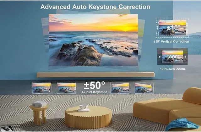 Alt view image 3 of 6 - KEHIPI Auto-Focus Projector with WiFi 6 and Bluetooth: 490 ANSI 19000L Native 1080P Outdoor Movie Projector 4k Support,Auto 6D Keystone&50% Zoom,Portable Smart Home LED Video Projector for Phone/PC