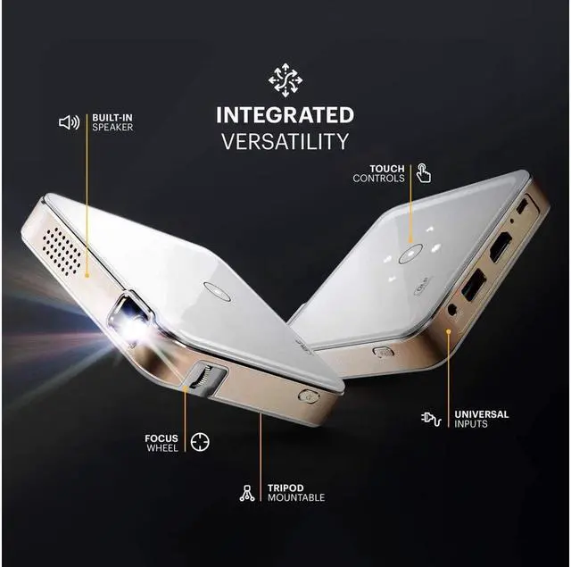 Alt view image 2 of 5 - KEHIPI 150 Ultra Mini Pocket Pico Projector - Built in Rechargeable Battery & Speaker, 1080P Support Portable Wireless LED DLP Movie & Video Travel Projector, Connects to iPhone and Android