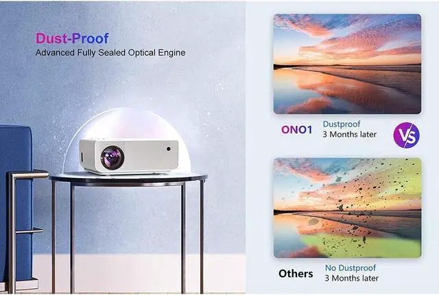 Alt view image 5 of 6 - KEHIPI Electric-Focus Projector 5G WiFi and 5.1 Bluetooth 4K-Support:500 ANSI Native 1080P 19000L 450'' Outdoor Portable Projector, ±50°4P/4D Keystone&50% Zoom, Full Sealed Optical Home Projector