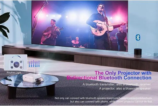 Alt view image 3 of 6 - KEHIPI Electric-Focus Projector 5G WiFi and 5.1 Bluetooth 4K-Support:500 ANSI Native 1080P 19000L 450'' Outdoor Portable Projector, ±50°4P/4D Keystone&50% Zoom, Full Sealed Optical Home Projector