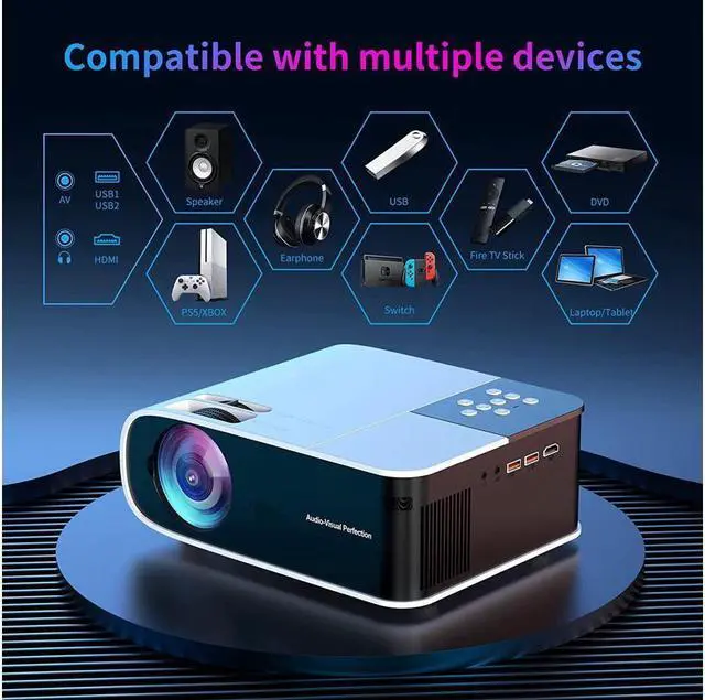 Alt view image 5 of 7 - KEHIPI Native 1080P Projector with WiFi and Bluetooth, 550 ANSI Portable Home Theater Projector 4k Supported 200" Display Video Projector, 4D/4P Keystone & 50%-100% Zoom for iPhone Android PC Laptop