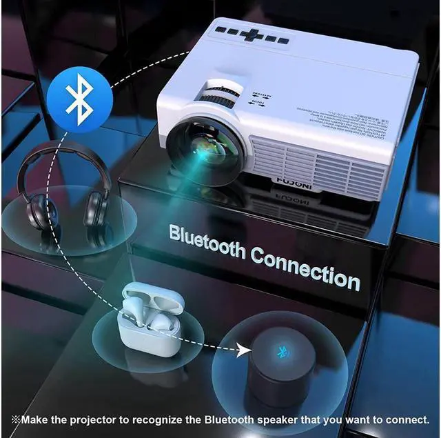 Alt view image 3 of 7 - KEHIPI Projector with WiFi and Bluetooth, 5G WiFi Native 1080P 9500L 4K Supported, Portable Outdoor Projector with Screen for Home Theater, Compatible with HDMI/USB/PC/TV Box/iOS and Android Phone