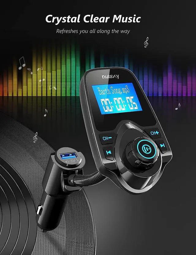 Alt view image 4 of 7 - KEHIPI Wireless in-Car Bluetooth FM Transmitter Radio Adapter Car Kit W 1.44 Inch Display Supports TF/SD Card and USB Car Charger for All Smartphones Audio Players-KM18