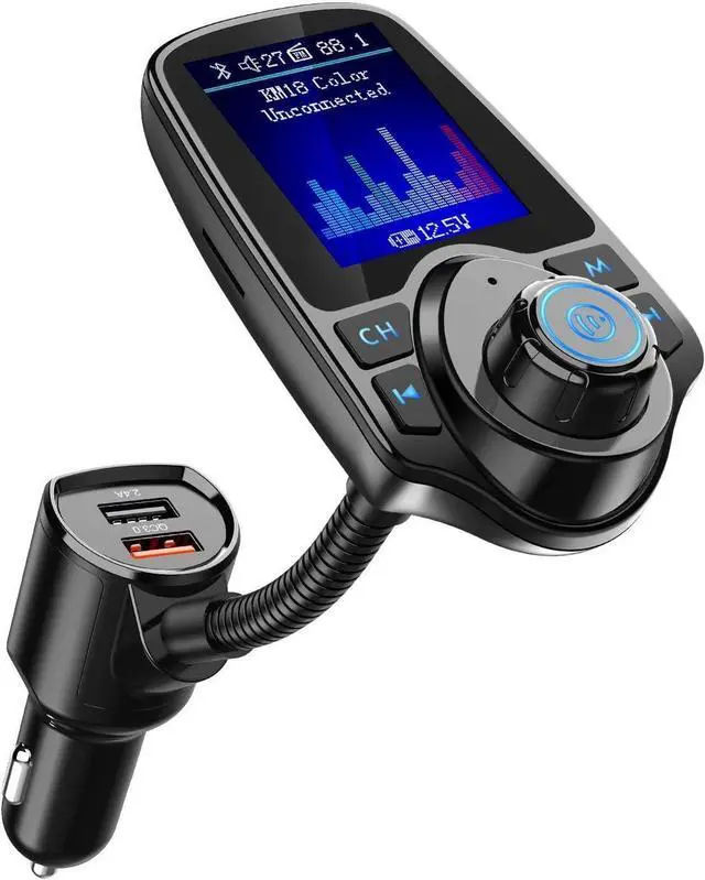 Main image of KEHIPI Wireless In-Car Bluetooth FM Transmitter Radio Adapter Car Kit W 1.8 Inch Display Supports TF/SD Card and USB Car Charger for All Smartphones Audio Players-KM18 color