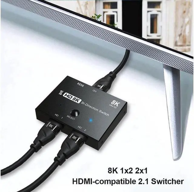 Alt view image 2 of 7 - KEHIPI HD Switcher 8K, Bi-Direction HDMI 2.1 Switch Splitter KVM 2x1 1x2 Ultra HD 8K@60Hz 4K@120Hz High Speed 48Gbps Switch Adapter with Switch Button for Computer Laptop For PS4/5 TV Box HDTV