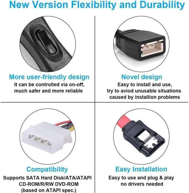 Alt view image 3 of 7 - KEHIPI SATA/PATA/IDE Drive to USB 2.0 Adapter Converter Cable for Hard Drive Disk HDD 2.5" 3.5", Compatible with USB 1.1/2.0/3.0, with External AC Power Adapter Included