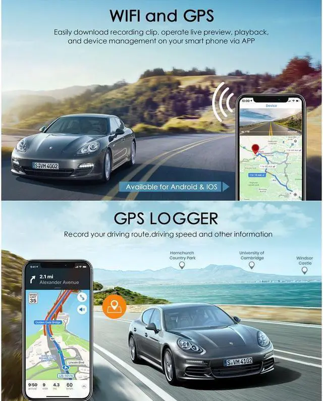 Alt view image 3 of 7 - KEHIPI 12 Mirror Dash Cam 4K+1080P Dual Camera with GPS WiFi Car Camera Driving Recorder with Touch Screen Voice Control Parking Monitor G-sensor Lock Parking Assist Waterproof Rear Camera