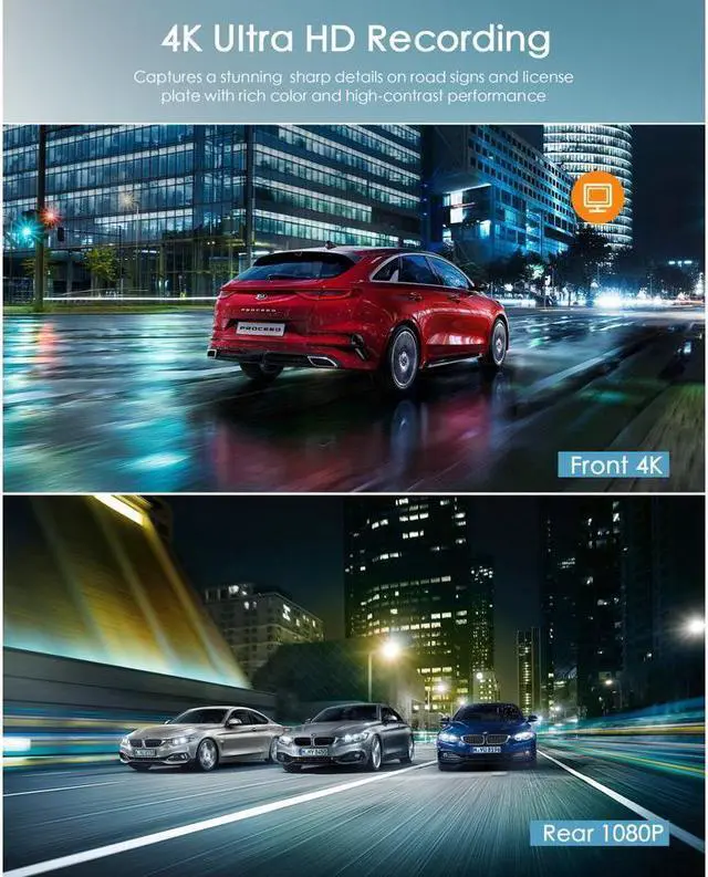 Alt view image 2 of 7 - KEHIPI 12 Mirror Dash Cam 4K+1080P Dual Camera with GPS WiFi Car Camera Driving Recorder with Touch Screen Voice Control Parking Monitor G-sensor Lock Parking Assist Waterproof Rear Camera