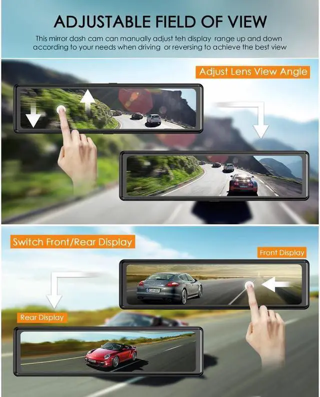 Alt view image 6 of 7 - KEHIPI 12 Mirror Dash Cam 4K+1080P Dual Camera with GPS WiFi Car Camera Driving Recorder with Touch Screen Voice Control Parking Monitor G-sensor Lock Parking Assist Waterproof Rear Camera