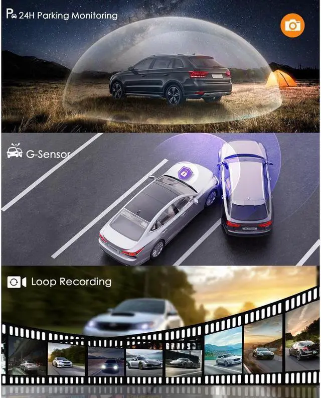 Alt view image 4 of 7 - KEHIPI 12 Mirror Dash Cam 4K+1080P Dual Camera with GPS WiFi Car Camera Driving Recorder with Touch Screen Voice Control Parking Monitor G-sensor Lock Parking Assist Waterproof Rear Camera