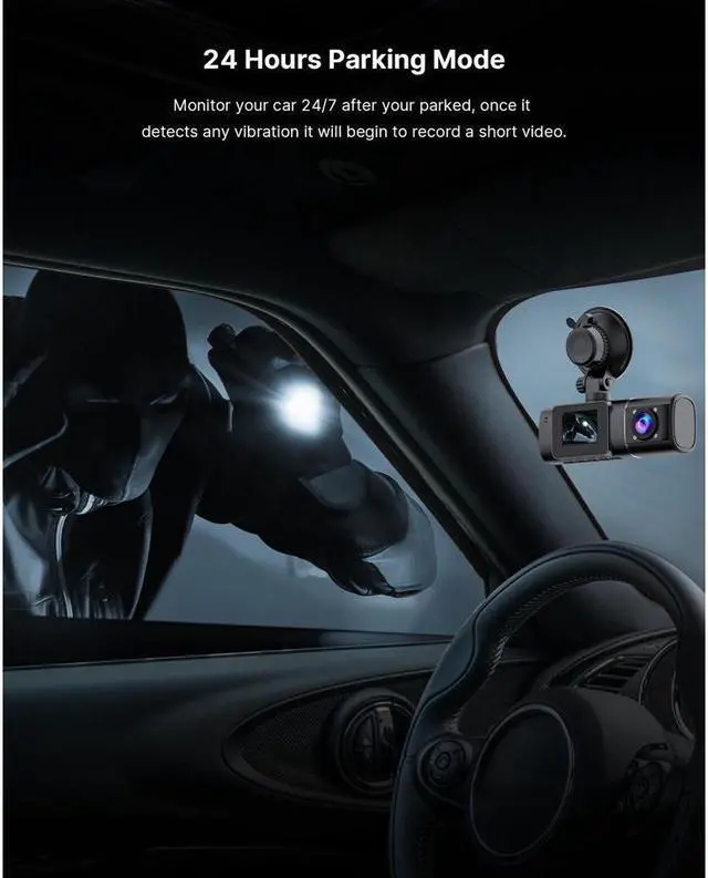 Alt view image 4 of 7 - KEHIPI Dual FHD 1080P Dash Cam front and inside Dash Camera Car Driving Recorder with IR Night Vision, Motion Detection, Parking Monitoring, G-sensor Accident Locked Loop Recording WDR Car Camera