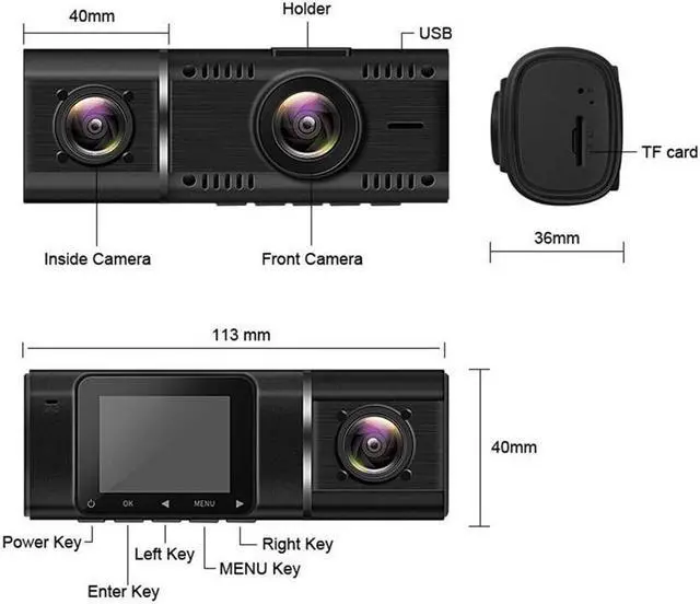 Alt view image 6 of 7 - KEHIPI Dual FHD 1080P Dash Cam front and inside Dash Camera Car Driving Recorder with IR Night Vision, Motion Detection, Parking Monitoring, G-sensor Accident Locked Loop Recording WDR Car Camera