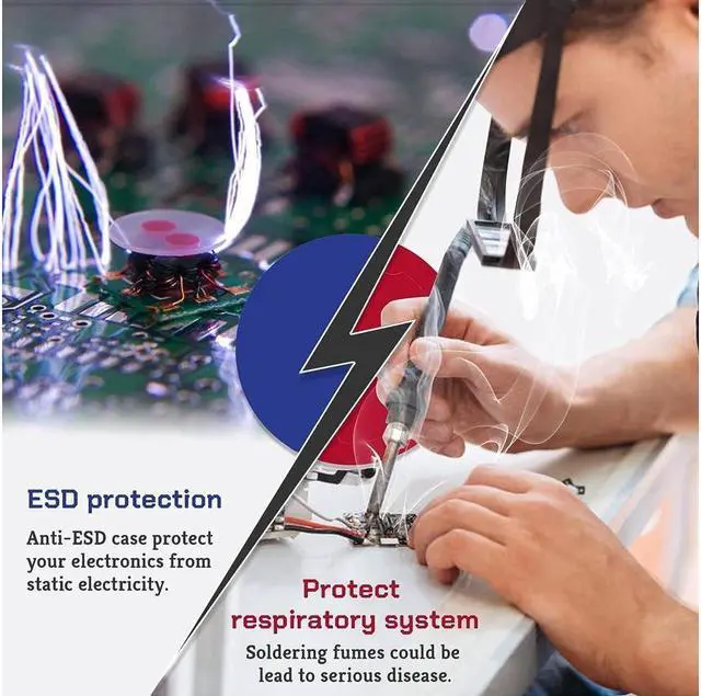 Alt view image 5 of 6 - KEHIPI Fume Extractor Anti-ESD Solder Smoke Absorber Portable Filter for Soldering DIY Fan Extraction Equipment with Spare Activated Carbon for Brazing Welding Soldering, Fume Prevention Remover