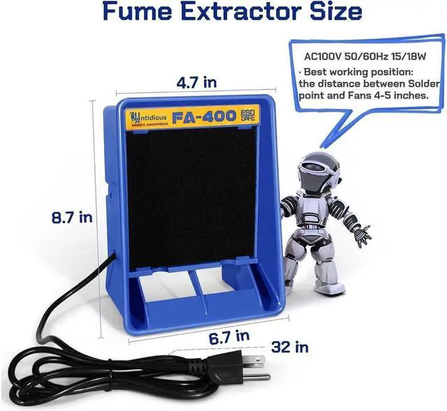 Alt view image 6 of 6 - KEHIPI Fume Extractor Anti-ESD Solder Smoke Absorber Portable Filter for Soldering DIY Fan Extraction Equipment with Spare Activated Carbon for Brazing Welding Soldering, Fume Prevention Remover