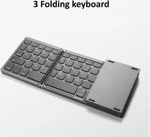 Alt view image 5 of 5 - KEHIPI B089T Foldable Bluetooth Keyboard Rechargeable with Touchpad(Silver)